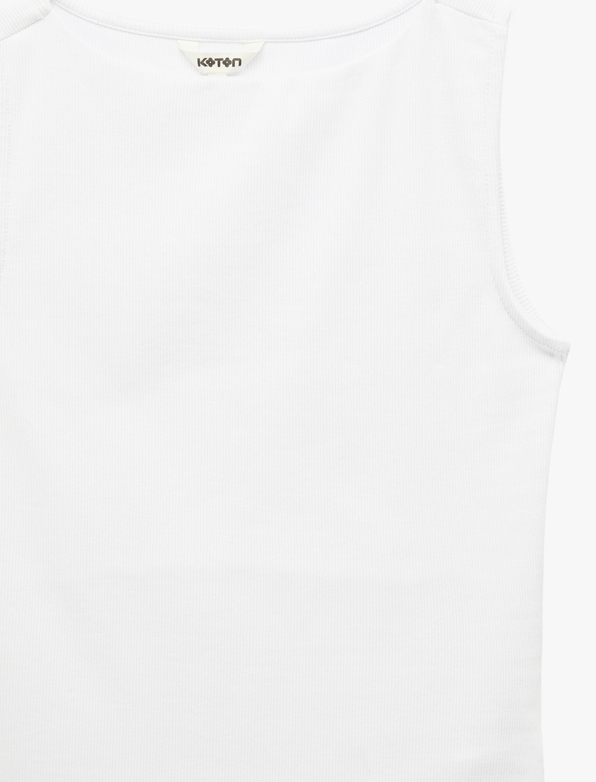 Pamuklu Slim Fit Kolsuz Kayık Yaka Bluz — фото 5