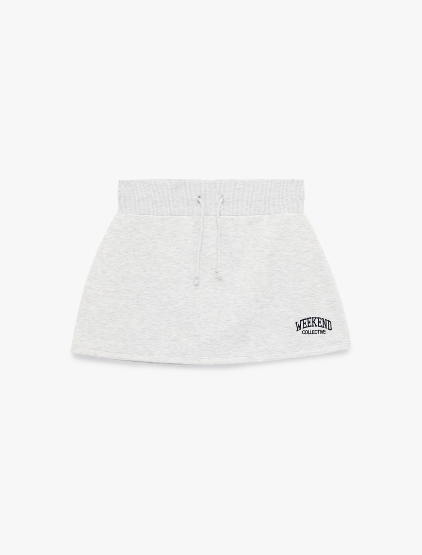 Slim Fit Normal Bel Bağcıklı Nakışlı Mini Spor Şort Etek — фото 3