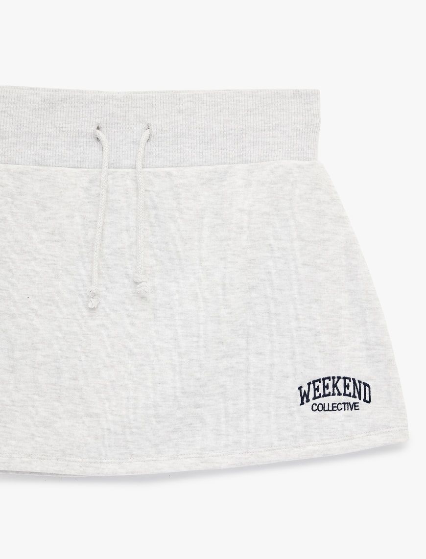 Slim Fit Normal Bel Bağcıklı Nakışlı Mini Spor Şort Etek — фото 5