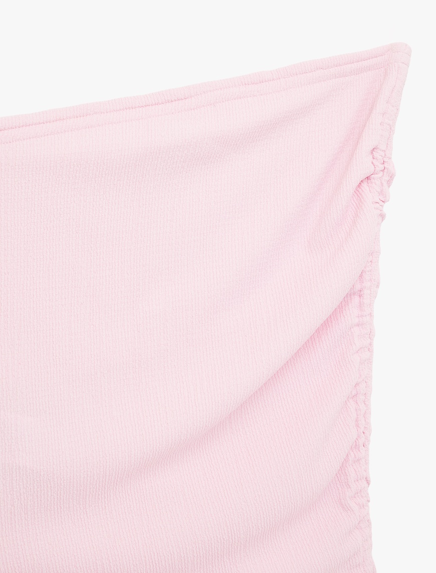 Straplez Kolsuz Slim Fit Büzgülü Asimetrik Bluz — фото 5