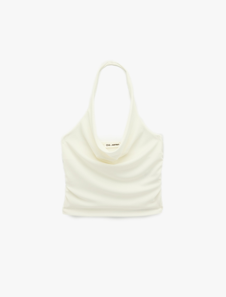 Kolsuz Degaje Yaka Slim Fit Crop Bluz — фото 3