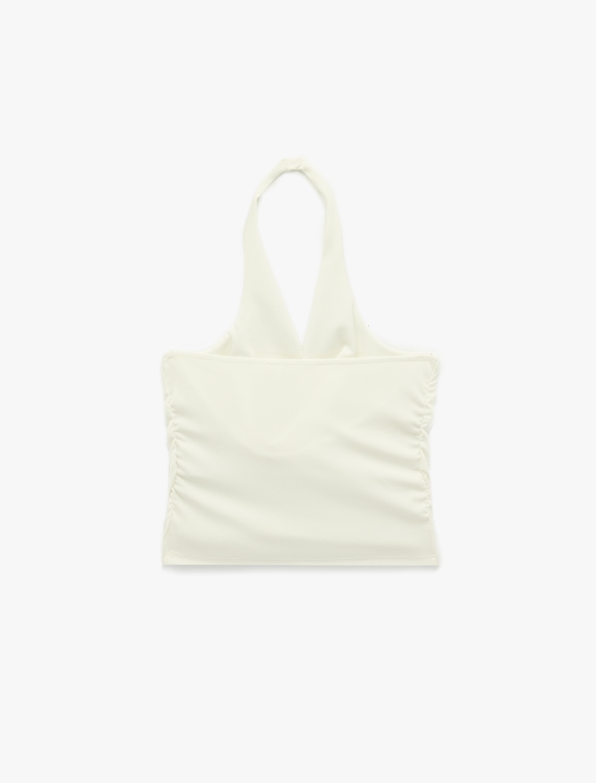Kolsuz Degaje Yaka Slim Fit Crop Bluz — фото 4