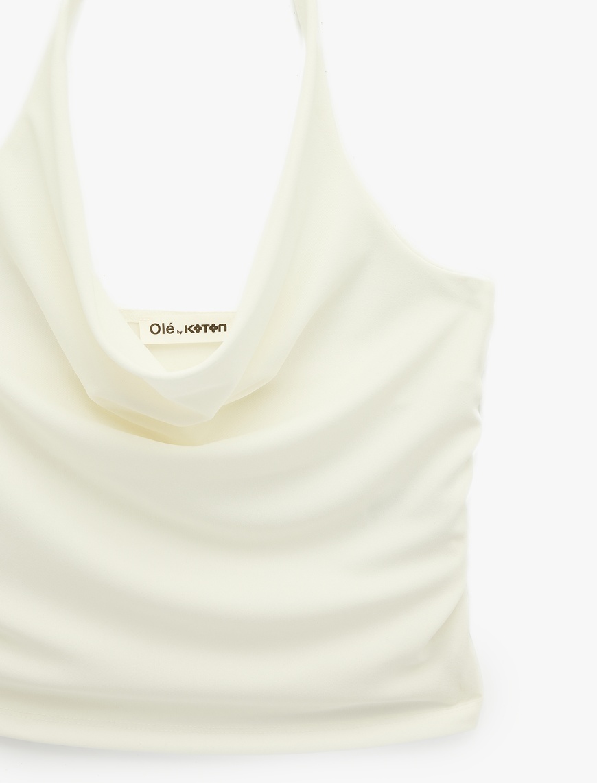 Kolsuz Degaje Yaka Slim Fit Crop Bluz — фото 5