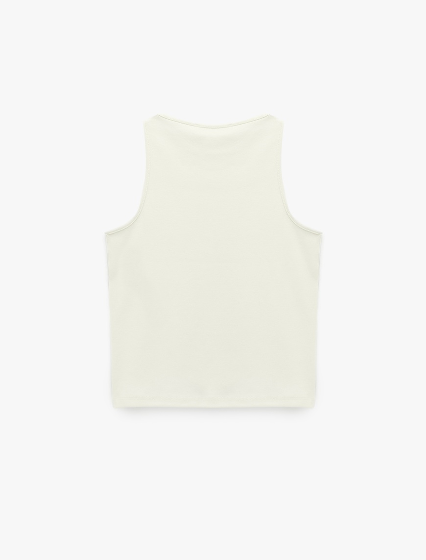 Pamuklu Bisiklet Yaka Slim Fit Kolsuz Bluz — фото 4