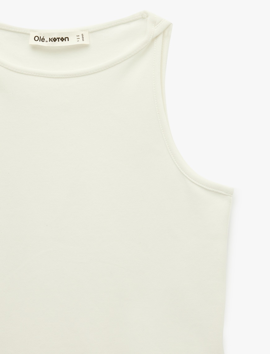 Pamuklu Bisiklet Yaka Slim Fit Kolsuz Bluz — фото 5