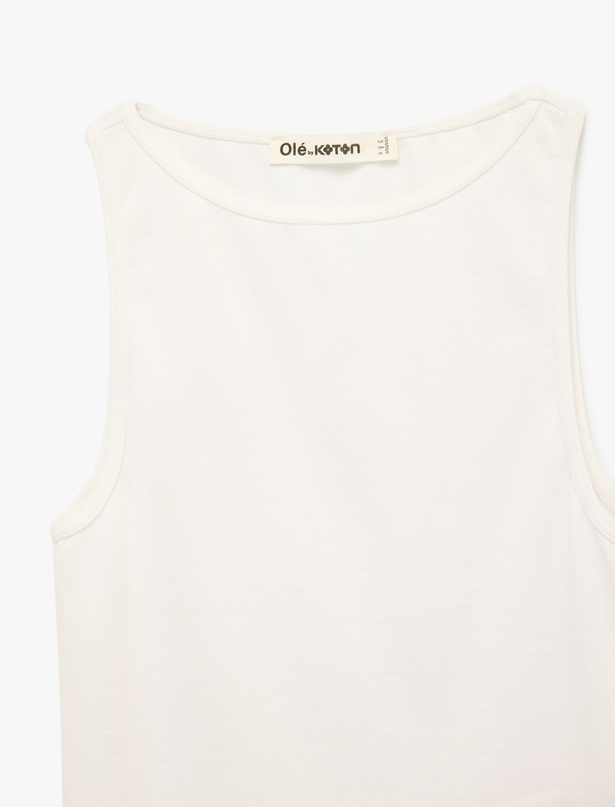 Slim Fit Kayık Yaka Modal Karışımlı Kolsuz Atlet — фото 3