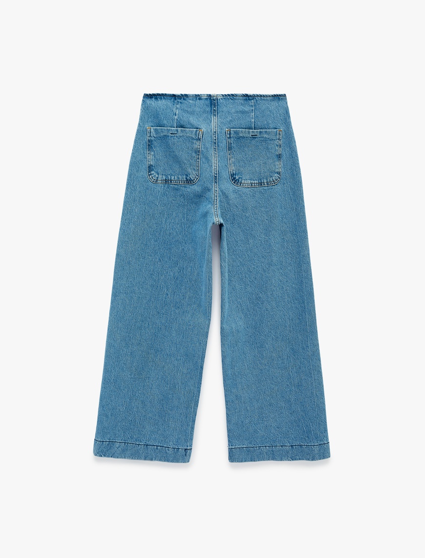 Pamuklu Cepli Normal Bel Culotte Pantolon - Culotte Jeans — фото 4