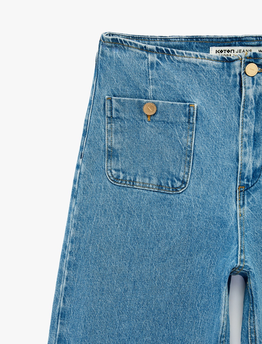 Pamuklu Cepli Normal Bel Culotte Pantolon - Culotte Jeans — фото 5