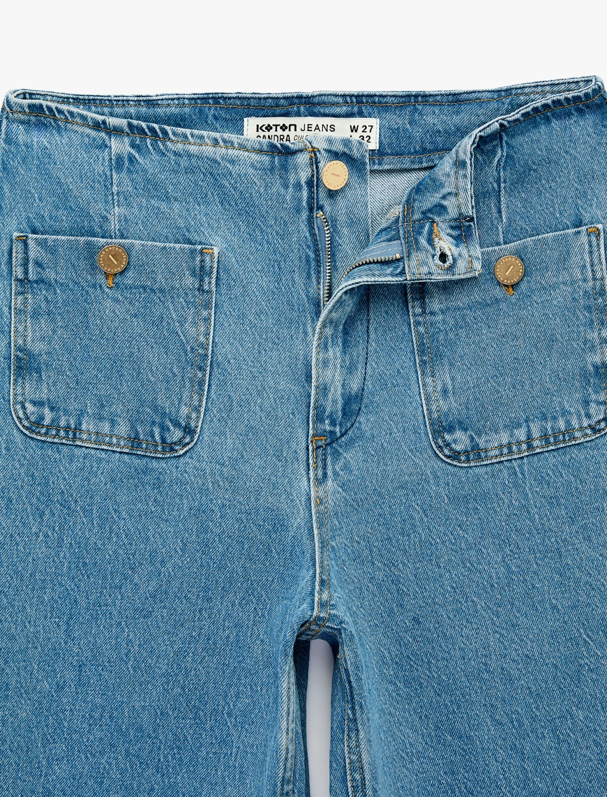 Pamuklu Cepli Normal Bel Culotte Pantolon - Culotte Jeans — фото 6